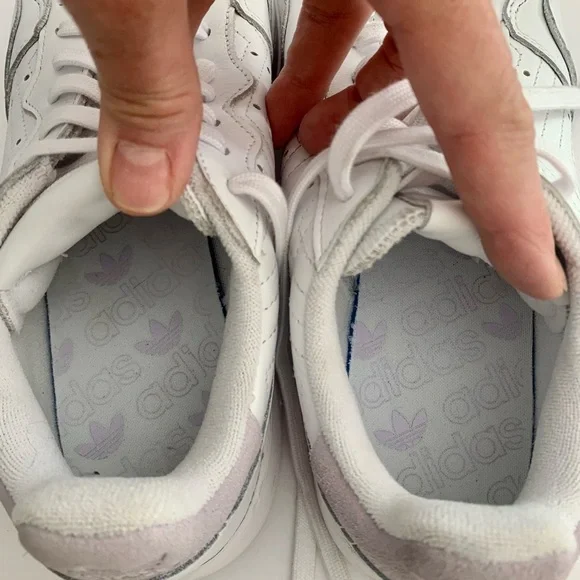 ADIDAS Supercourt Leather Sneakers Cloud White Lilac Tennis Athletic Size 10 - Picture 14 of 16